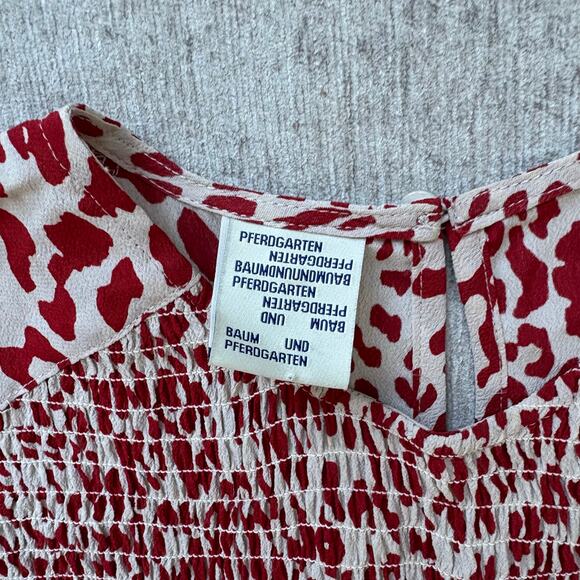 Baum und Pferdgarten Smocked Red White Midi Dress - Picture 3 of 5